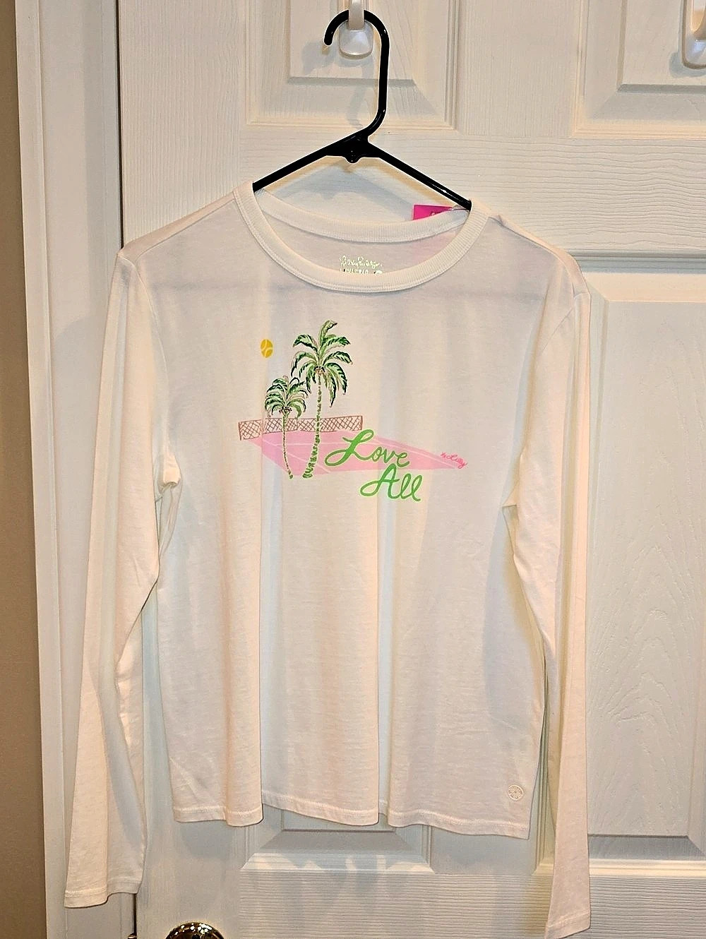 NWT Lilly Pulitzer Long Sleeve Rally Tee Graphic Tee White & Green Small